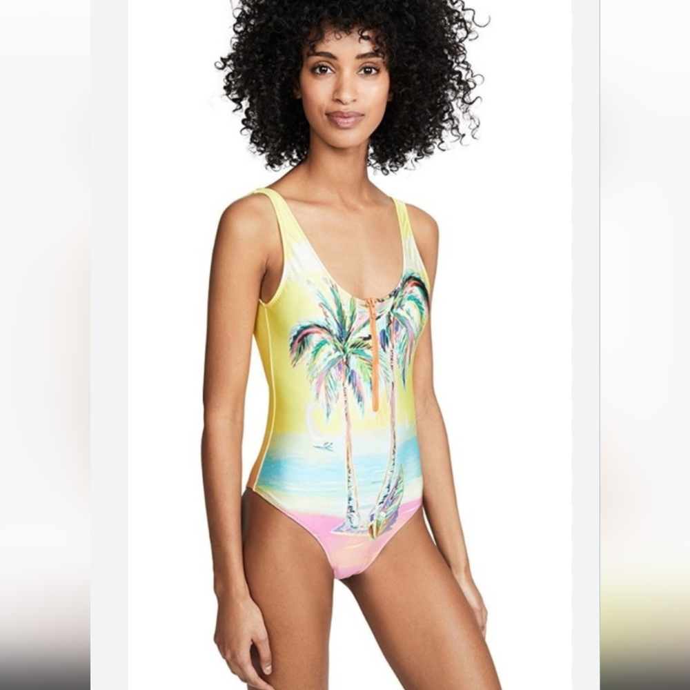 FARM Rio Tropical Palm One Piece - Yellow, Blue, Pink - Picture 2 of 7